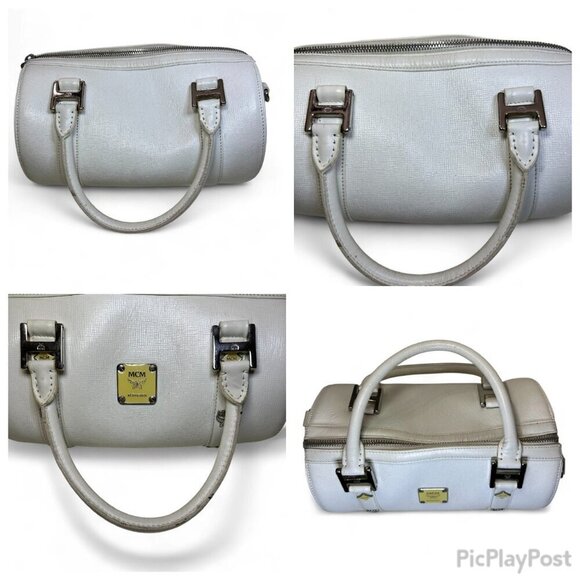 MCM White Leather Papillon Barrel Bag - Picture 10 of 15